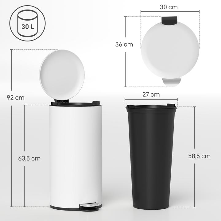 Image du produit Homcom Mülleimer Metall, Kunststoff Cremeweiss (30 l)