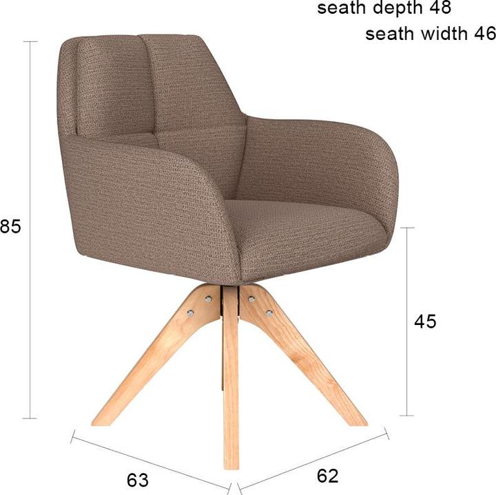 Actual product image White Label Living Chair Pete Off-White Wooden Swivel