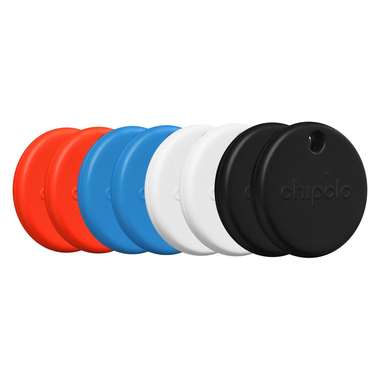 Chipolo Pop Schwarz/Weiss/Rot/Blau - 8-Pack (Android, Ios), Tracker, Schwarz, Weiss, Rot, Blau