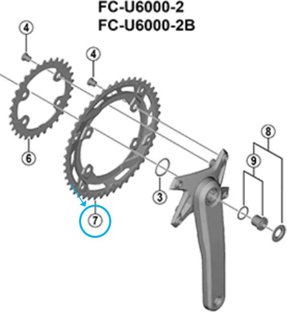 Actual product image Shimano Chainring CUES FC-U6000-2 36 T BK (36)