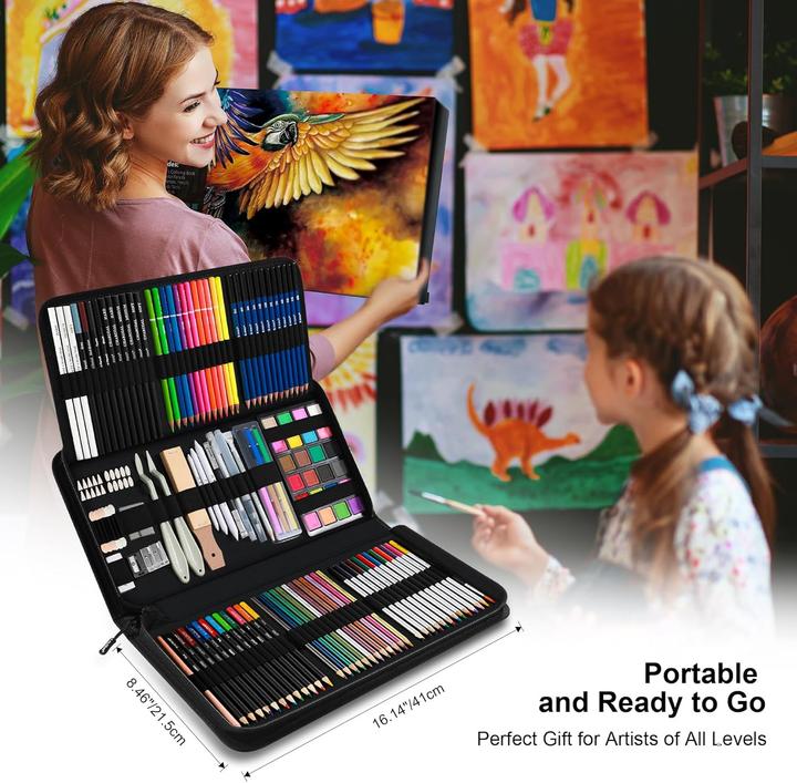 Image du produit Kalour Kit d'esquisse et de dessin de 154 pièces