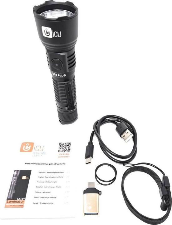 Productafbeelding ICUserver ICU Luminator LED Taschenlampe Grosse Reichweite, IP68 (wasserdicht), mit USB-Sch (7.50 cm, 1600 lm)