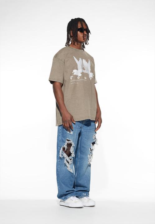 Actual product image Lost Youth LY ACID WASHED TEE DOVE - 105673 (M)