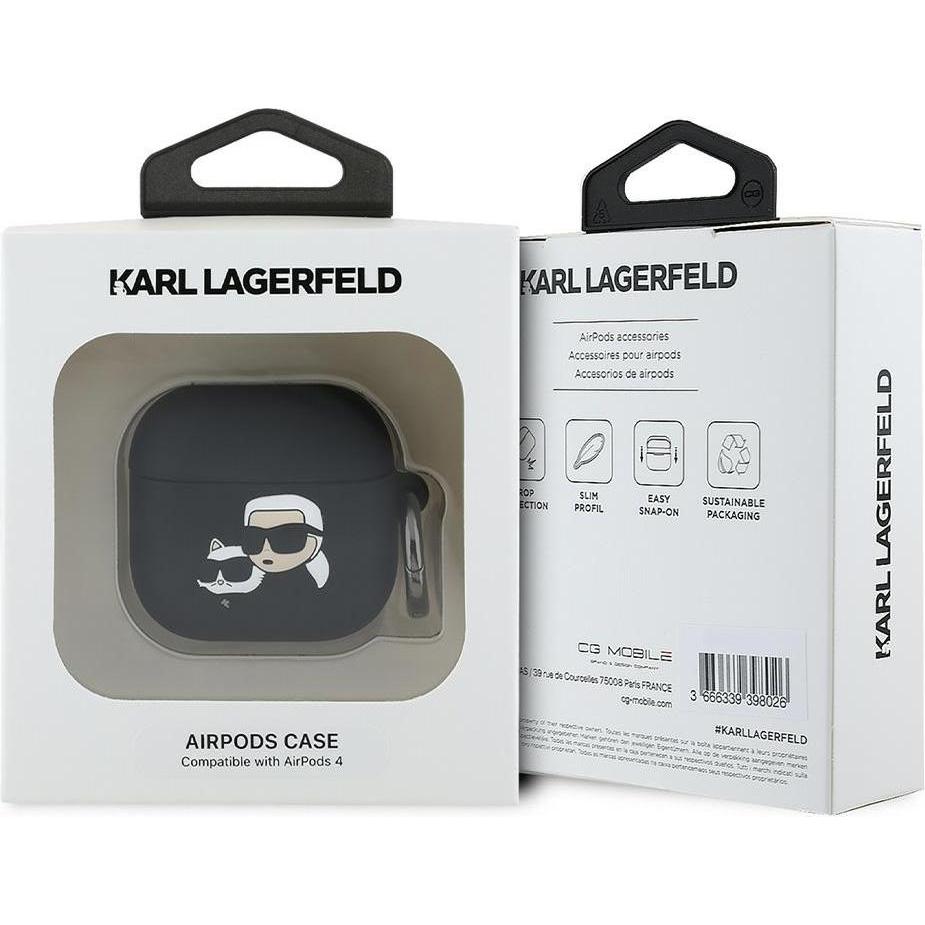 Thumbnail - Karl Lagerfeld KLA4RUNKCHK AirPods 4 cover black/black Silicone Karl&Chaupette Head 3D (Kopfhörer Tasche), Kopfhörertasc...