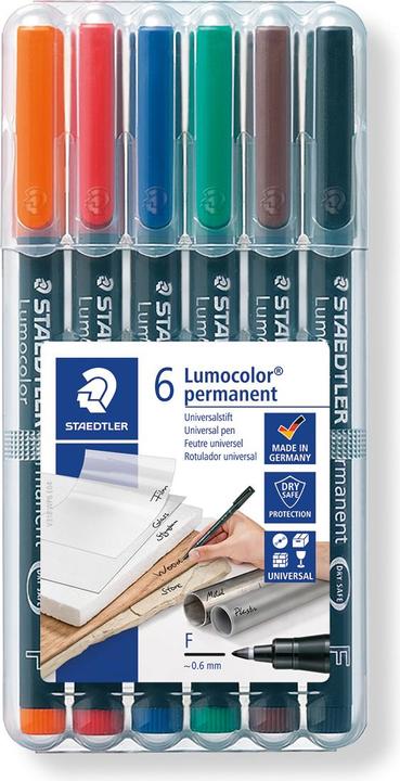 Actual product image Staedtler Lumocolor permanent (Multicoloured, 0.60 mm, 6 x)