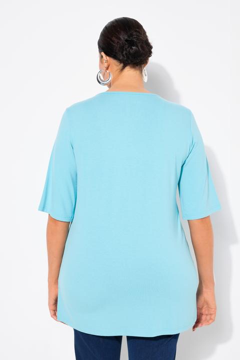 Image du produit Ulla Popken T-shirt doublé à l'avant, col V et manches courtes (58)