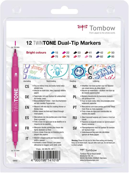 Nährwerte und Zutaten Tombow Marker TwinTone helle Farben (12x)