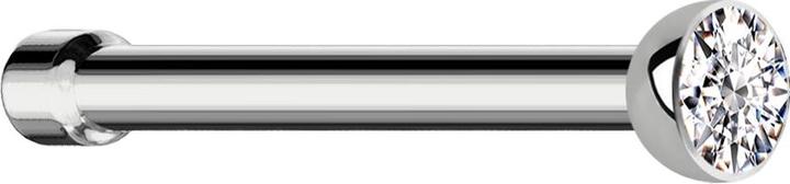 Star Piercing Nose stud straight silver with crystal silver (without brass, Titanium G23)
