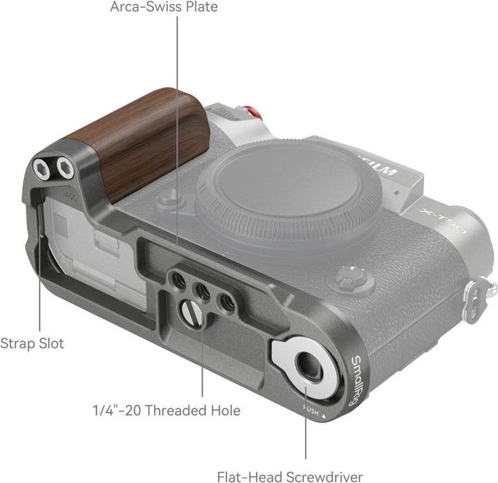 Image du produit SmallRig 4736 Poignée en bois en forme de L pour X T50 (Charcoal Silver) (Poignée)