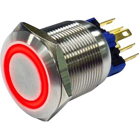 RND Components Vandalensicherer Drucktaster, 1 Öffner / 1 Schliesser, Tastend, IP65, Flachsteckzunge, 2.8 x 0.5 mm, Tast...