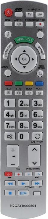 Produktbild Azurano Fernbedienung für PANASONIC N2QAYB000504, SUB N2QAYB000505, N2QAYB000506, N2QAYB000673 (Gerätespezifische Fernbedienung, Infrarot)