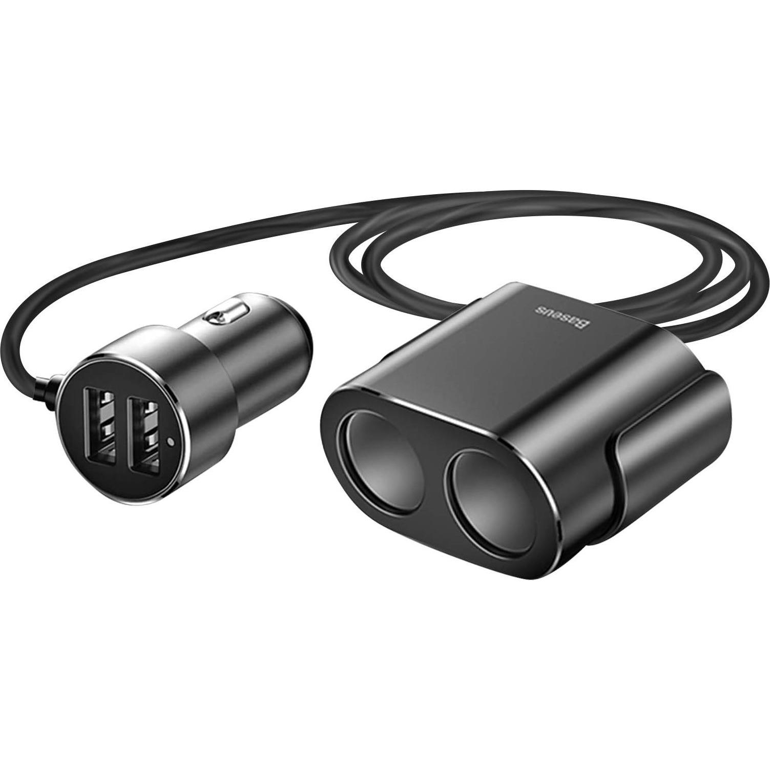 Thumbnail - Baseus High Efficiency One to Two Cigarette LighterBlack, Auto Adapter, Schwarz