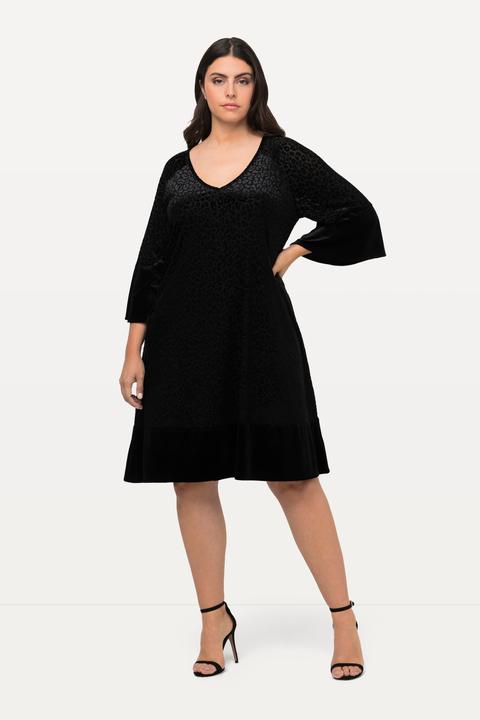 Actual product image Ulla Popken Leopard Print 3/4 Sleeve V-Neck Dress (50, 52)