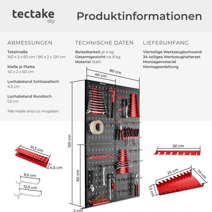 Image du produit tectake Werkzeuglochwand