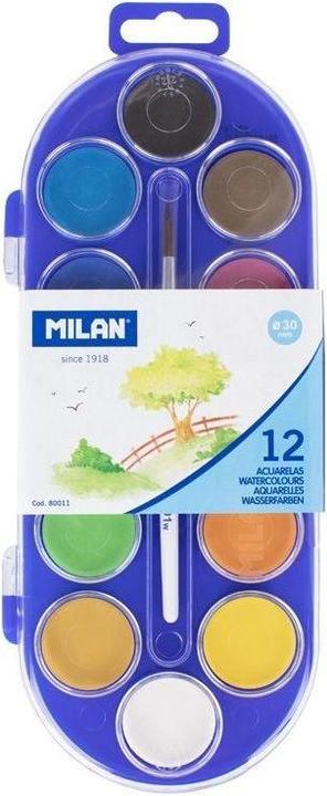 Aquarellfarben 30mm 12 Farben MAILAND (Blanc)
