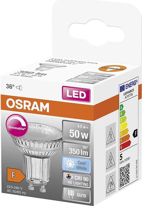 Produktbild Osram Led Superstar Par16 (GU10, 4.50 W, 350 lm, 1 x, F)
