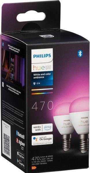 Produktbild Philips Hue White & Color Ambiance Luster (E14, 5.10 W, 470 lm, 2 x, F)