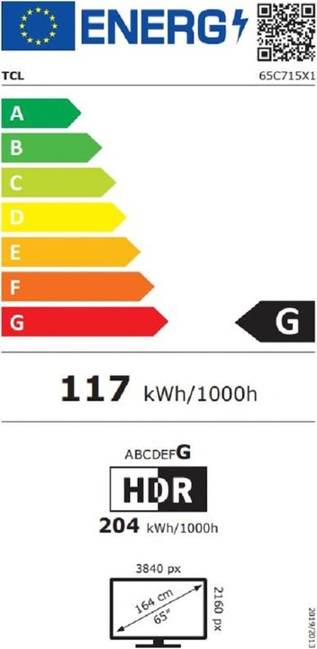 Energy Label TCL 65C715 (65", C715, QLED, 4K, 2020)