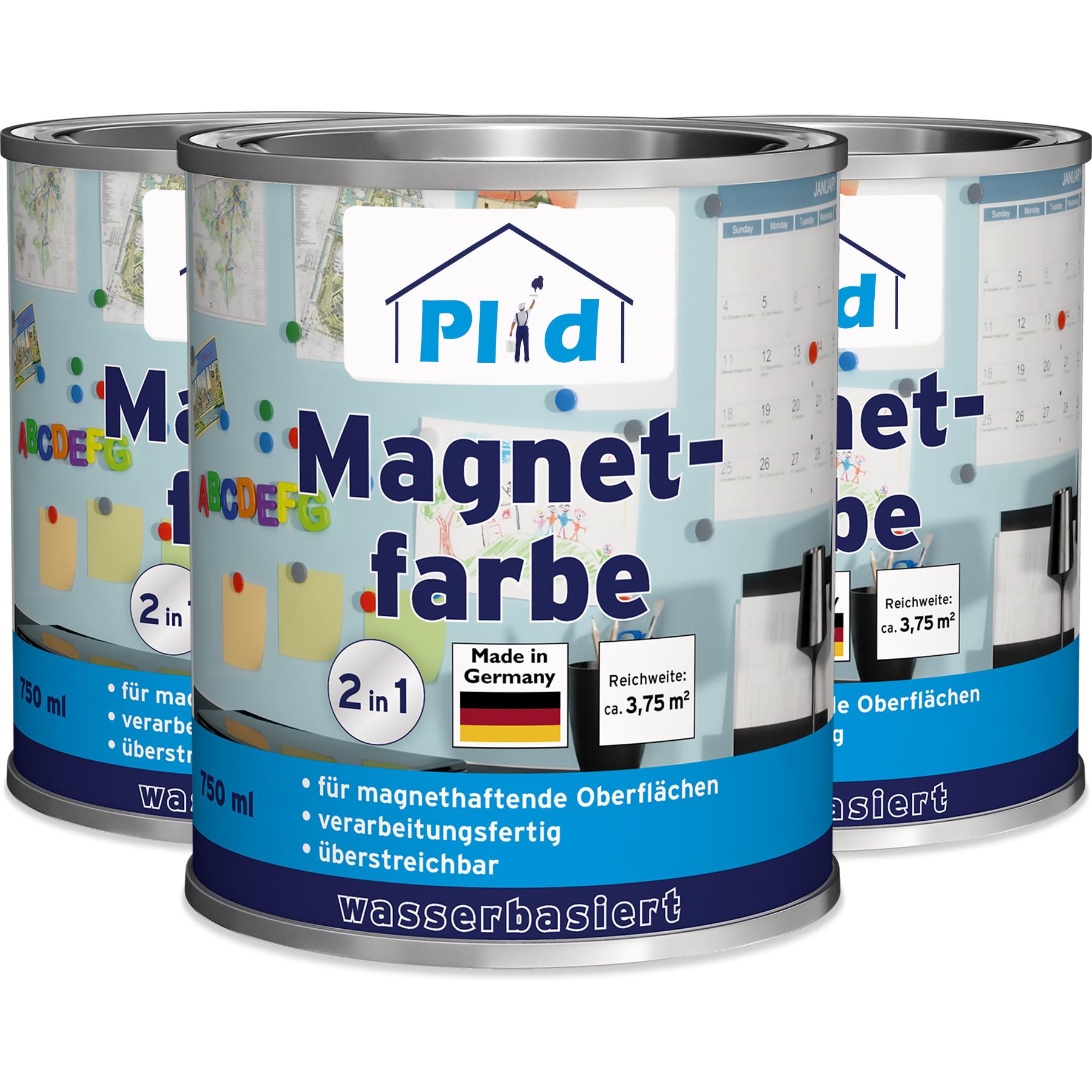 Plid, Wandfarbe + Spezialfarbe, Magnetfarbe 2,25L Anthrazitgrau für ca. 4m²/ Magnet Farbe Magnetlack Magnetwand (Anthraz...