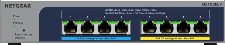Productafbeelding Netgear Schakelaar 8x GE MS108EUP PoE++. (8 ports)