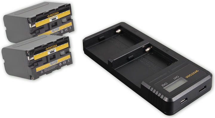 Produktbild Patona NP-F970 Set Ladegerät + 2 Akkus (Akku, Ladegerät)