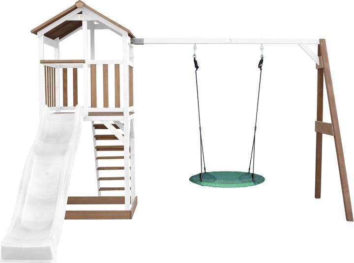 Image du produit Axi Beach Tower Tour de jeux avec balançoire Summer Nest marron/blanc - Toboggan blanc