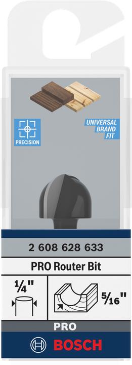 Produktbild Bosch Professional Zubehör Hohlkehlfräser, 1/4-Zoll, R1 8 mm, D 15,9 mm, L 12,3 mm, G 45 mm