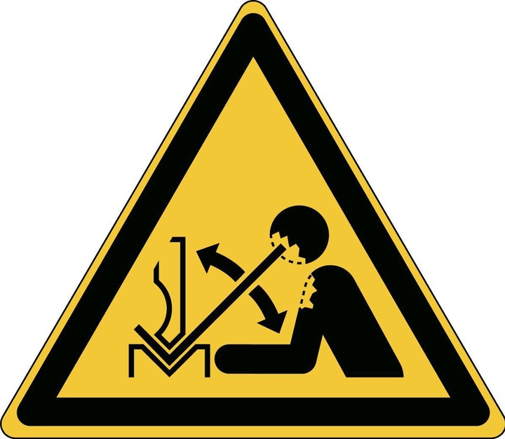Actual product image Brady ISO safety sign - warning of fast-moving workpiece in the press brake