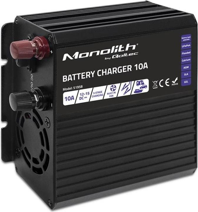Produktbild Qoltec Inteligentna ładowarka Monolith do akumulatorów LiFePO4 AGM GEL SLA | 10A | 12V