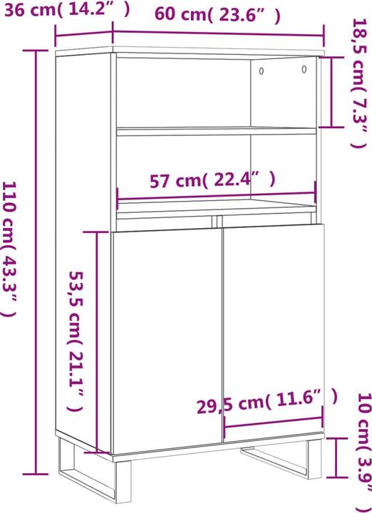 Image du produit vidaXL Highboard (60 x 36 x 110 cm)