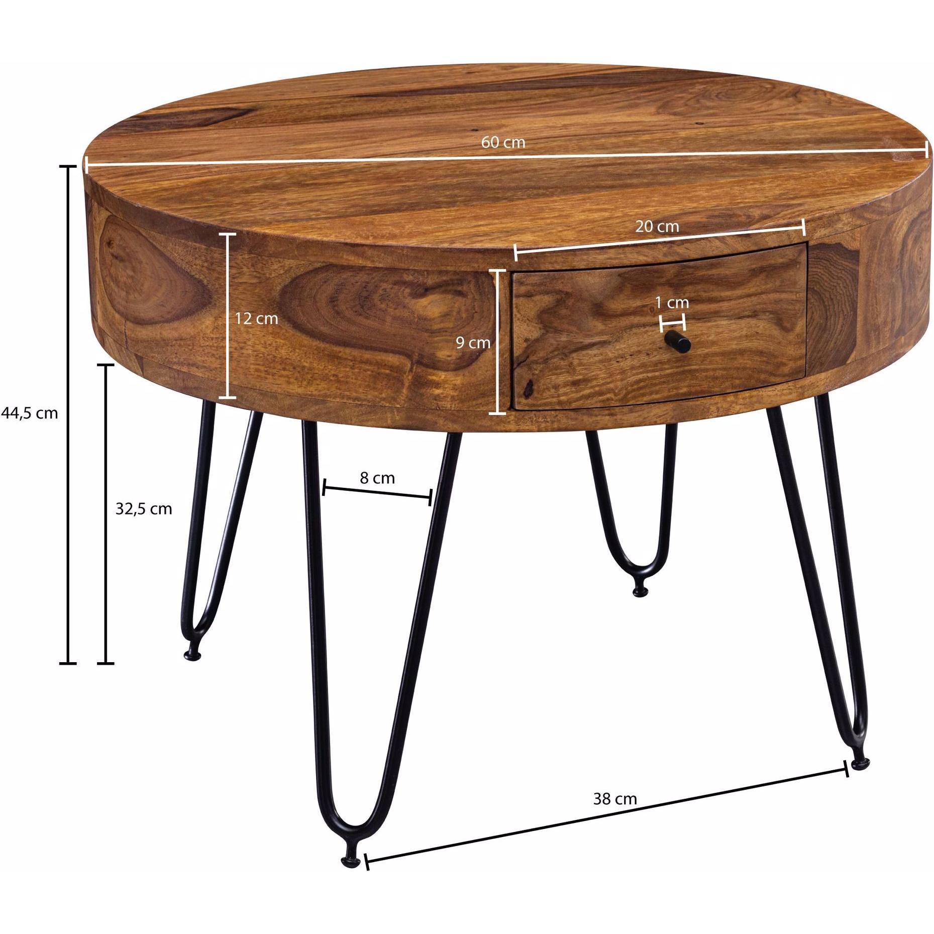 Thumbnail - Wohnling, Couchtisch + Beistelltisch, Sheesham (Ø 60 x 44 cm)