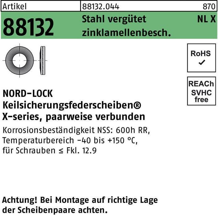 Productafbeelding Nord-Lock Sluitring R 88132 NLX 8 Gehard staal Met zinkvlokken gecoat
