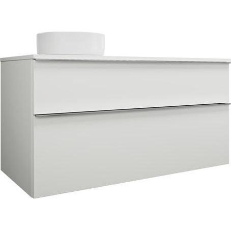 burgbad, Badmöbelset, Eqio Keramik-Aufsatzwaschtisch links, rund, inklusive Waschtischunterschrank, Breite 1200m