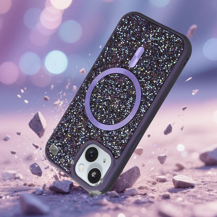 Produktbild Cadorabo iPhone 14 PLUS / 15 PLUS Hülle kompatibel mit MagSafe Glitzer Case (Apple iPhone 14 Plus, Meizu 15 Plus)