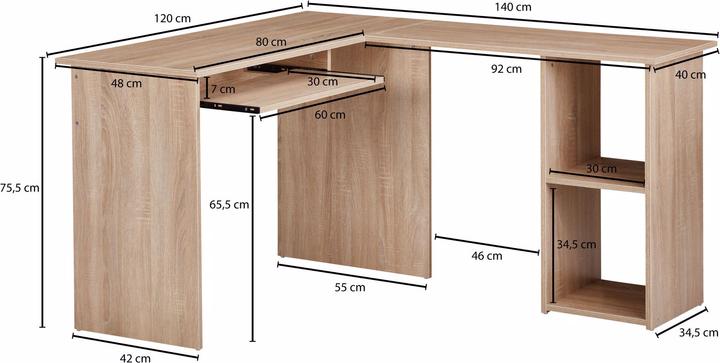 Immagine prodotto Wohnling Combinazione di scrivanie (140 x 120 x 75 cm)