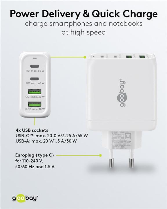 Produktbild Goobay Multiport Schnellladegerät (68 W)