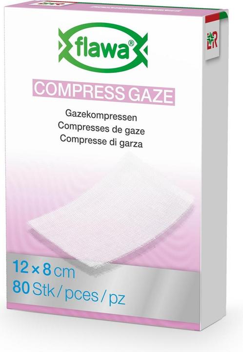 Produktbild Flawa Gazekompressen geschnitten 8x12cm keimreduzierend behandelt