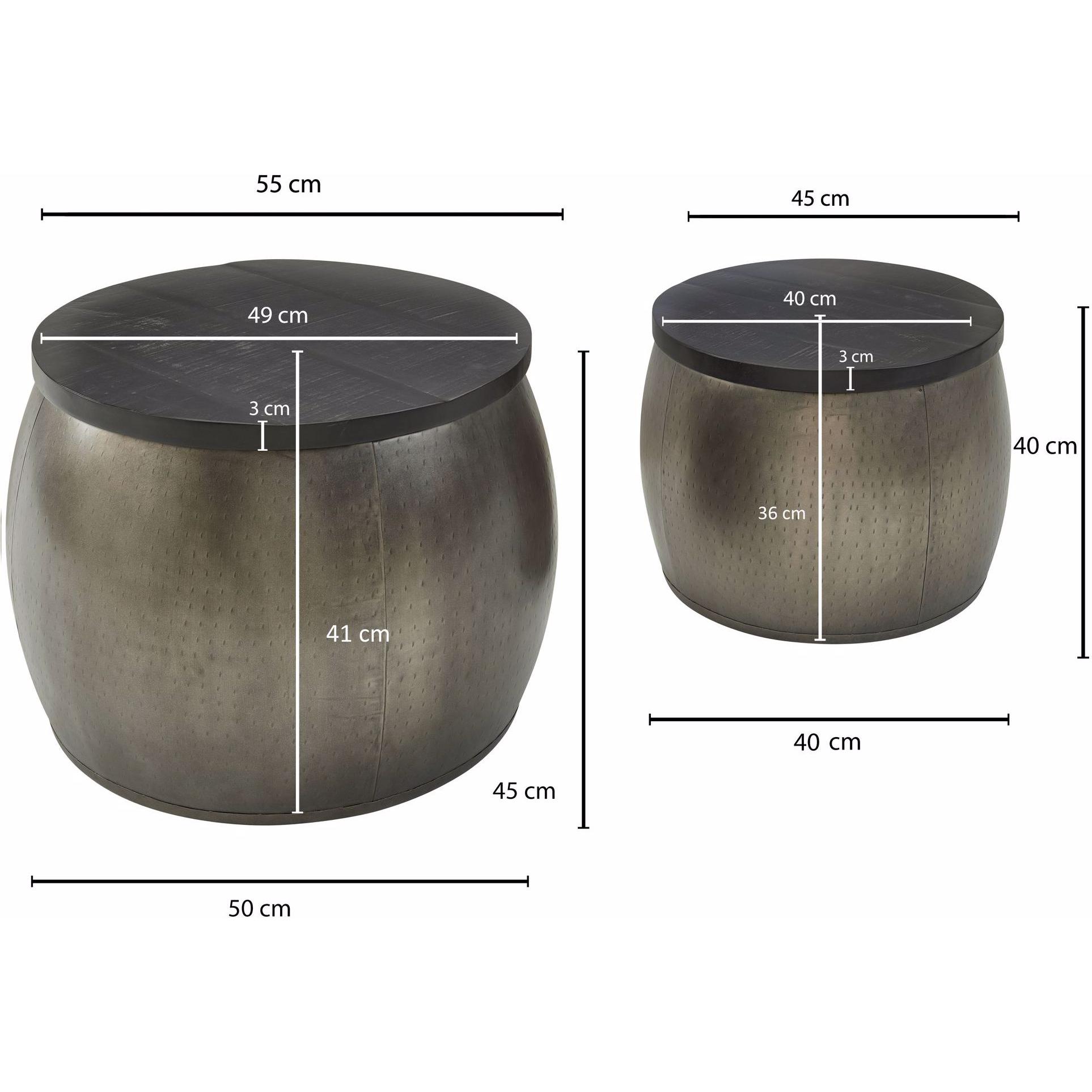 Thumbnail - Wohnling, Couchtisch + Beistelltisch, Nehemiah (Ø 55 x 45 cm, Ø 45 x 40 cm)