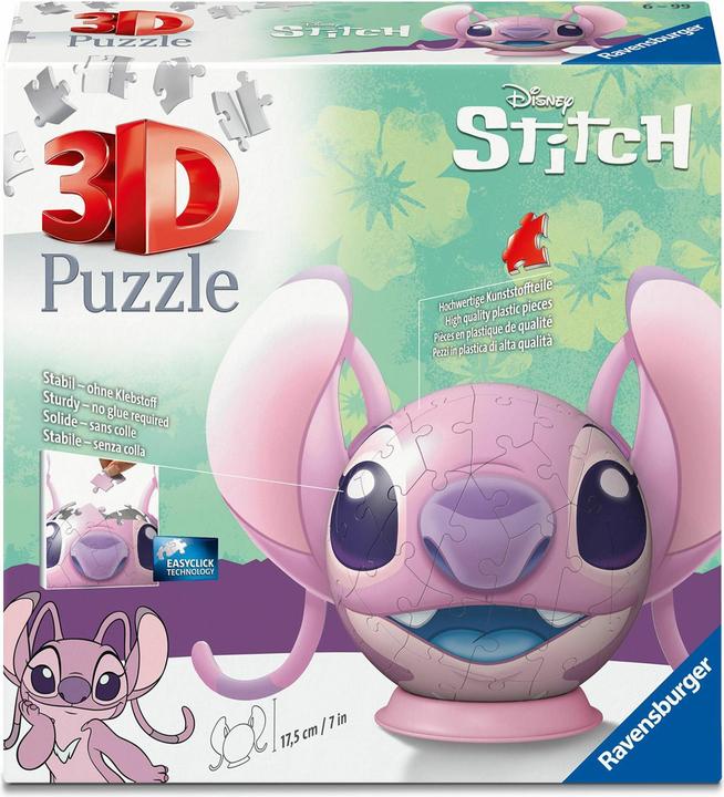Productafbeelding Ravensburger 3D Puzzle-Ball Disney Stitch - Angel (77 onderdelen)