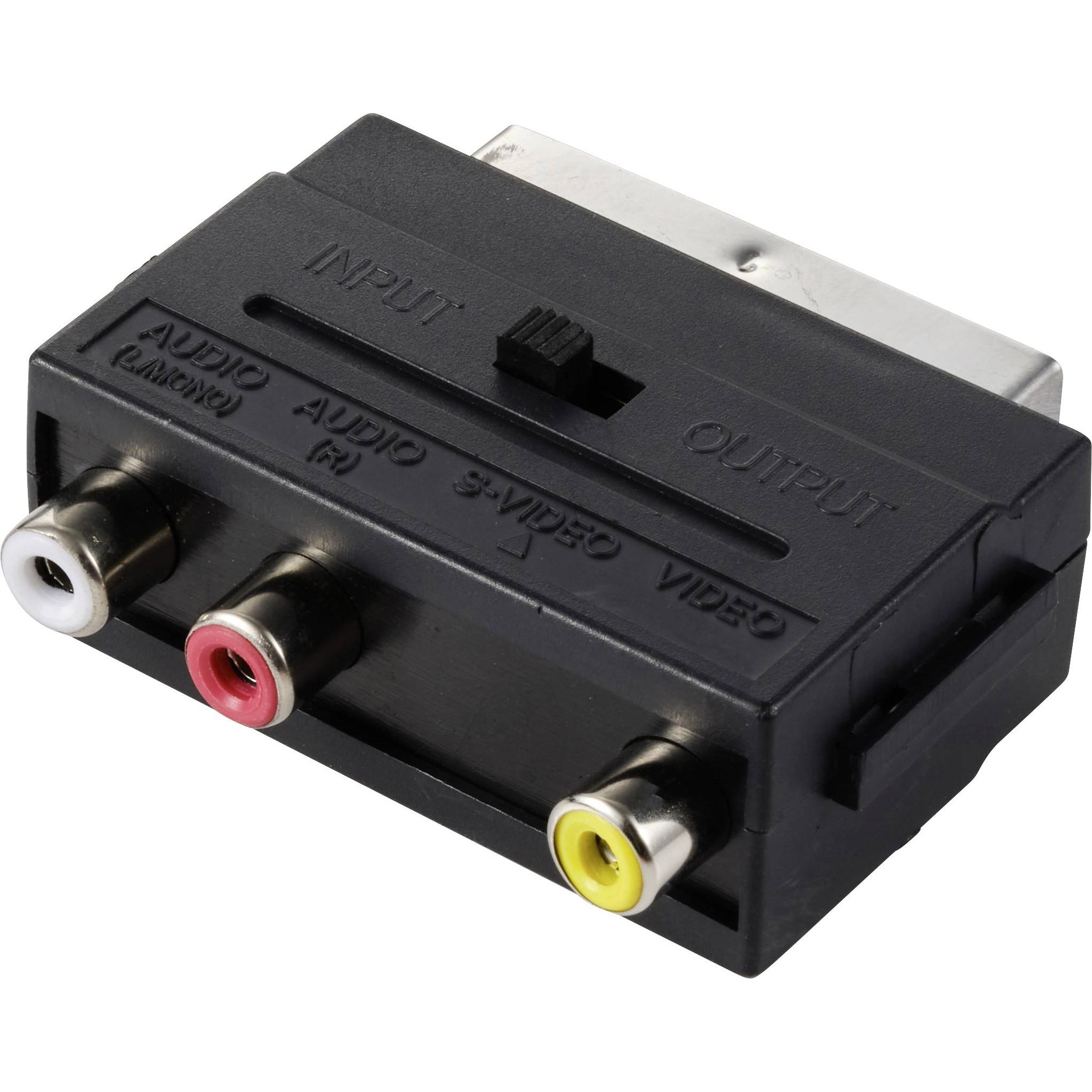SpeaKa Professional SP-13442696 SCART Adapter (3x Klinke - 1x SCART-Kupplung) Sc (Adattatore jack), Adattatore audio, Nero