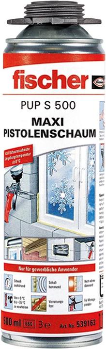 Fischer PUP S 500 Maxi Mousse au pistolet Couleur du fabricant Beige 539163 500 ml