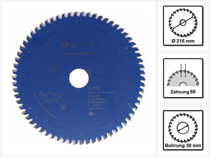 Actual product image Bosch Professional Zubehör Cordless circular saw blade Expert for Aluminium, 210 x 2/1.4 x 30, 66 teeth