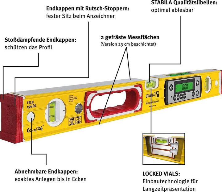 Actual product image Stabila Electronic spirit level TECH 196 DL 40 cm calibration-free IP67 19830 (40 cm)