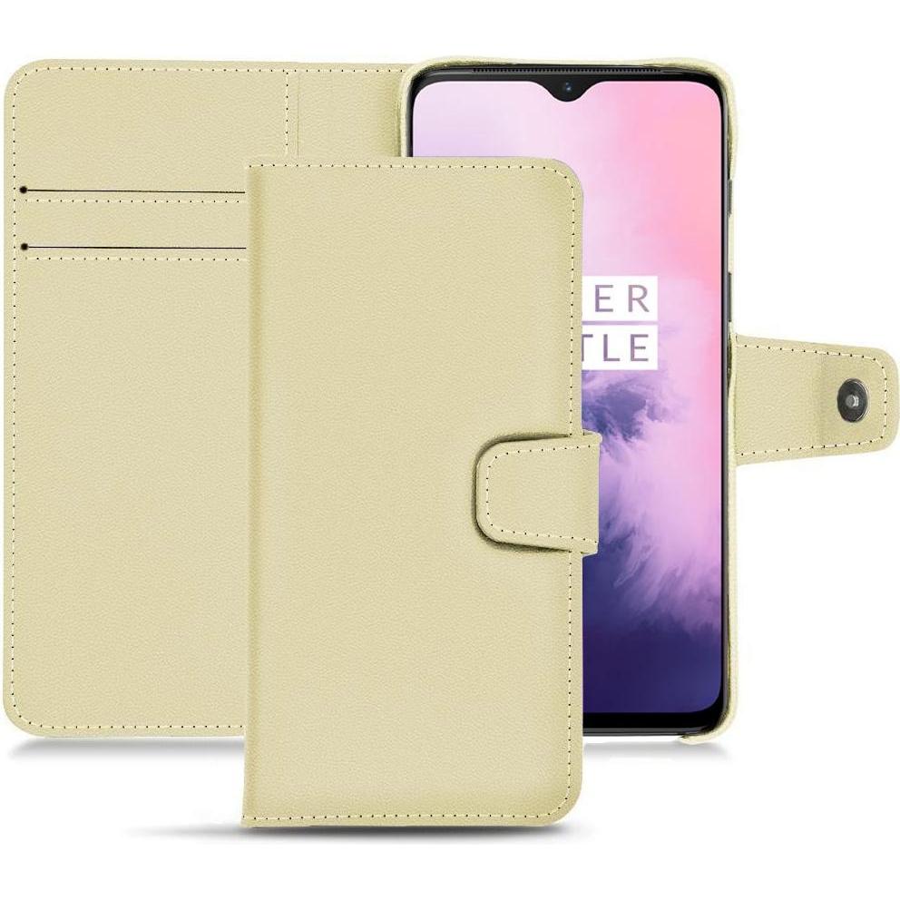 Noreve Lederschutzhülle Wallet (OnePlus 7), Smartphone Hülle, Beige