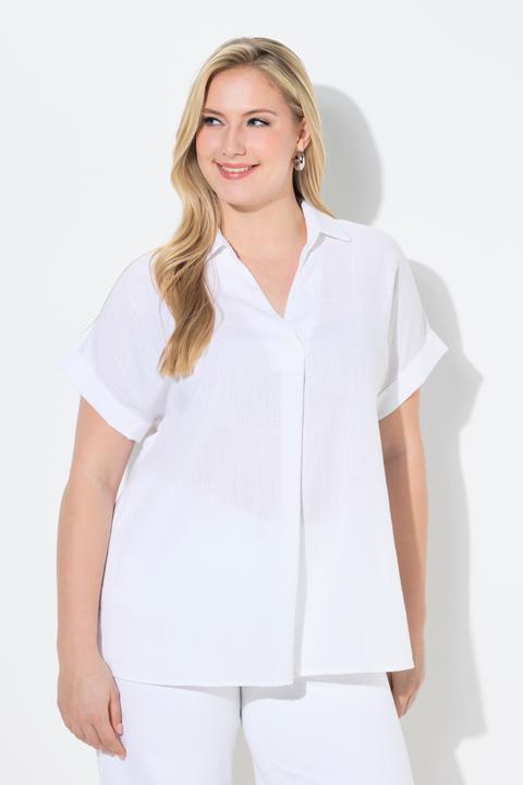 Actual product image Ulla Popken Button Accent Back Short Sleeve Blouse (44)