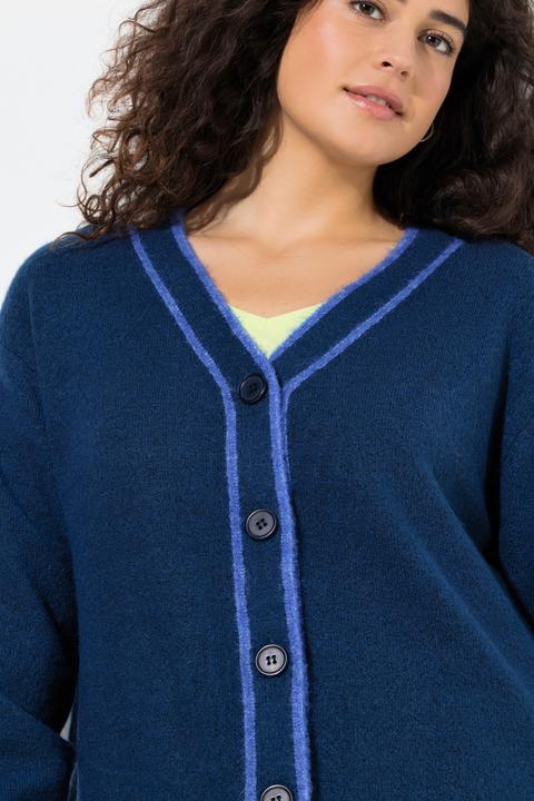 Produktbild Ulla Popken Strickjacke, Kontrastnaht, V-Ausschnitt, Langarm (60)