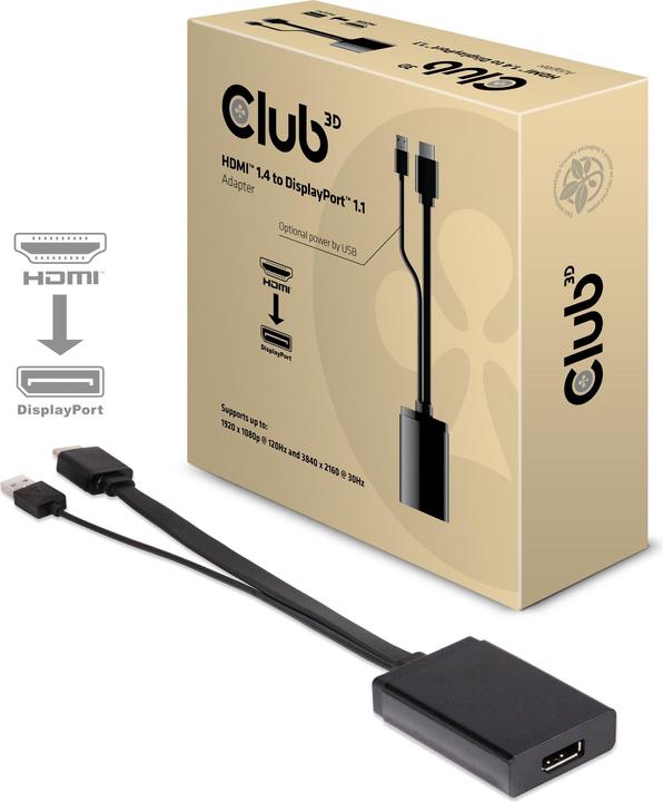 Produktbild Club 3D HDMI 1.4 auf DisplayPort1.1 Adapter (DP, 31 cm)