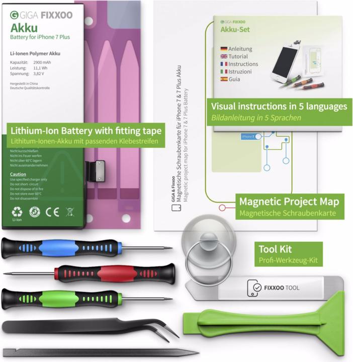 Produktbild Giga Fixxoo iPhone 7 Plus Akku Komplettset