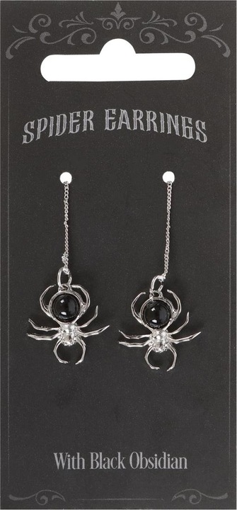Actual product image Something Different Obsidian Spider Dangle Earrings (100% synthetic material)