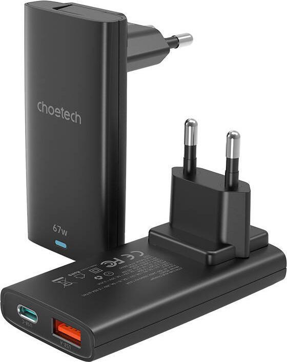 Image du produit Choetech Chargeur rapide USB-C et USB-A GaN (65 W, 2 ports)